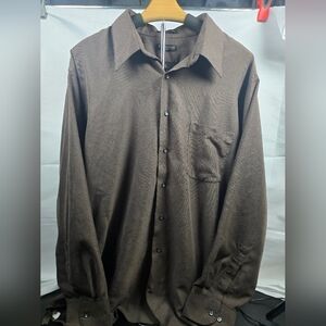 Vanhuesen Men's Brown Button-Up Shirt Size‎ 18 34/35